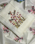 Kota Doria Unstitched Suit with Embroidered Dupatta