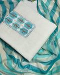 Mul Cotton Unstitched Suit with Striped Dupatta