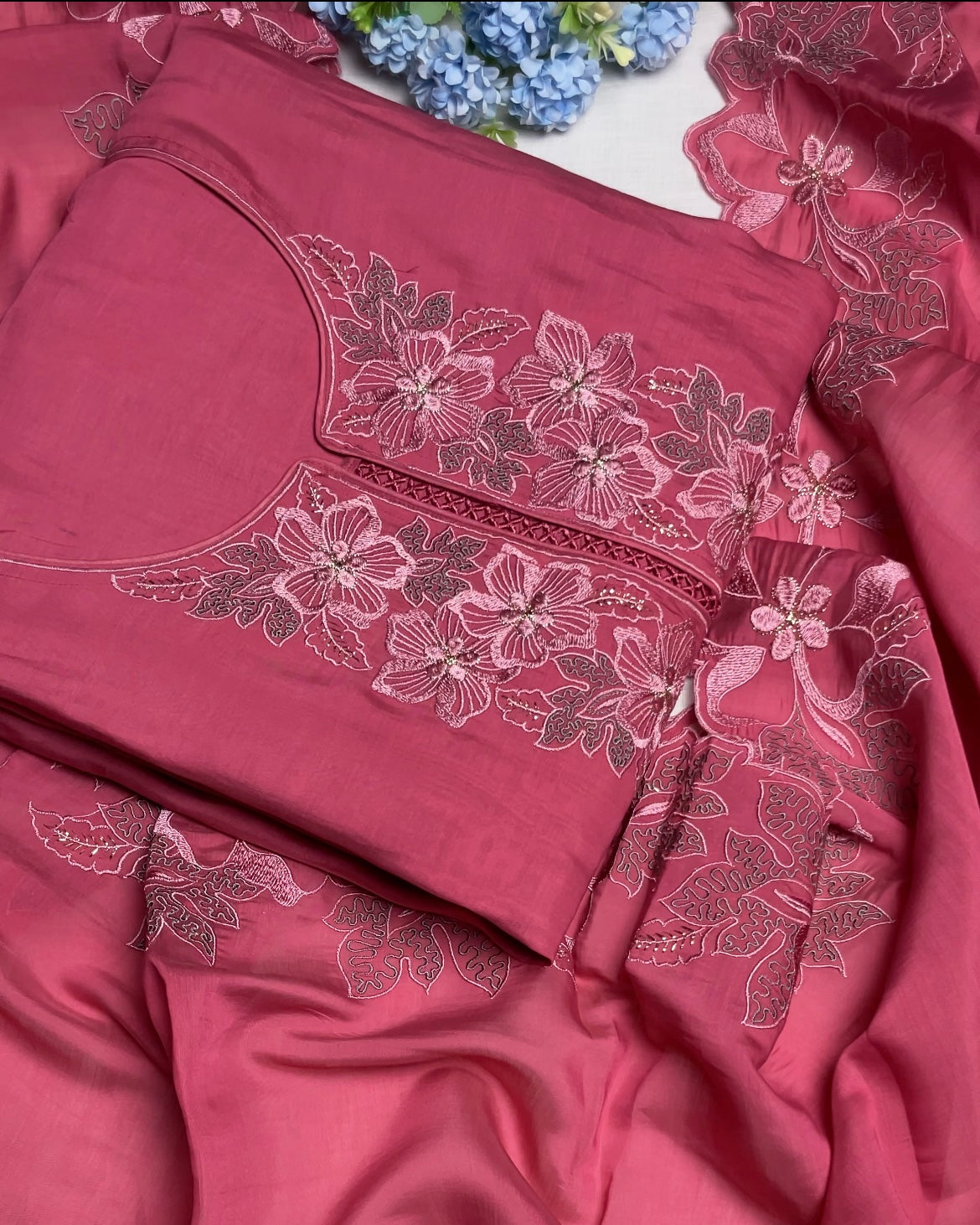 Pink Mul Chanderi Suit Set